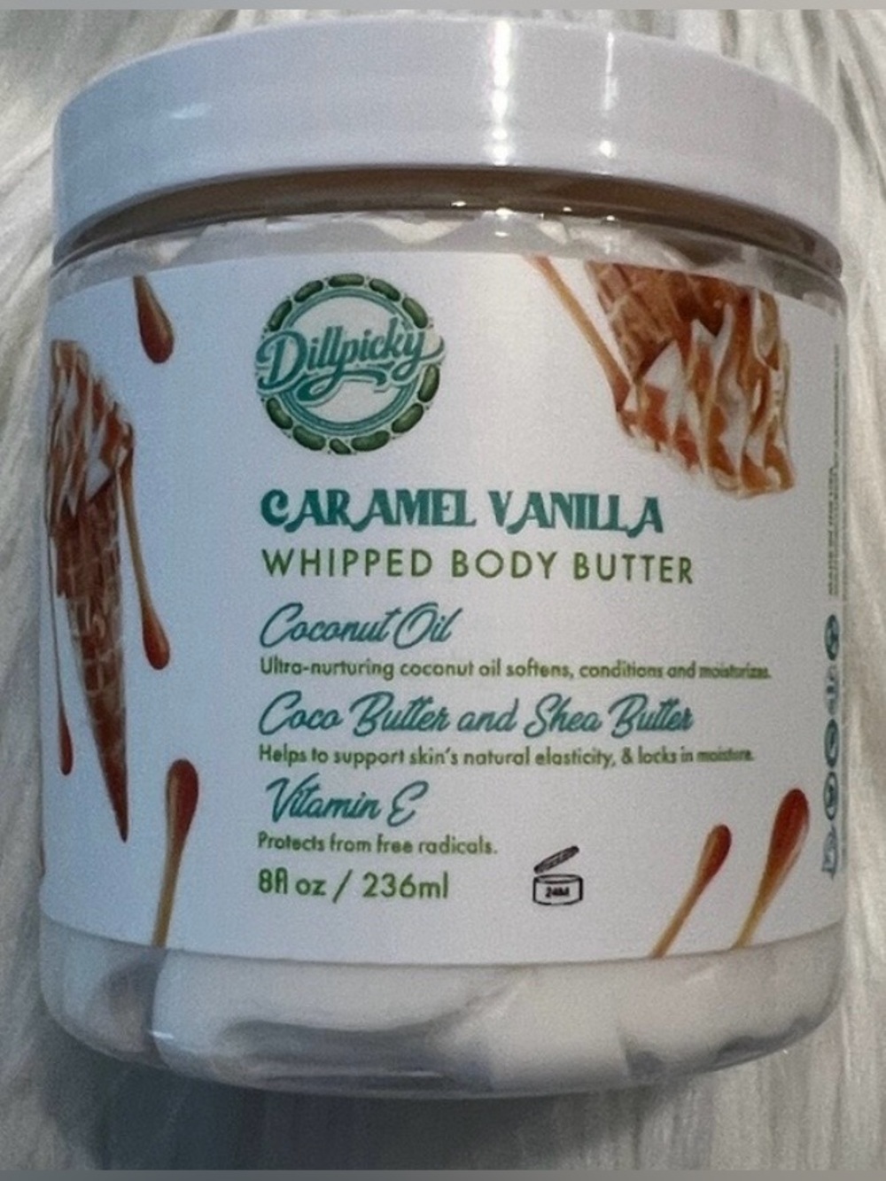 Dillycky Caramel Vanilla Whipped Body Butter - White